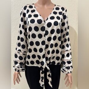 A slik polkadot black and white blouse from International Concepts!